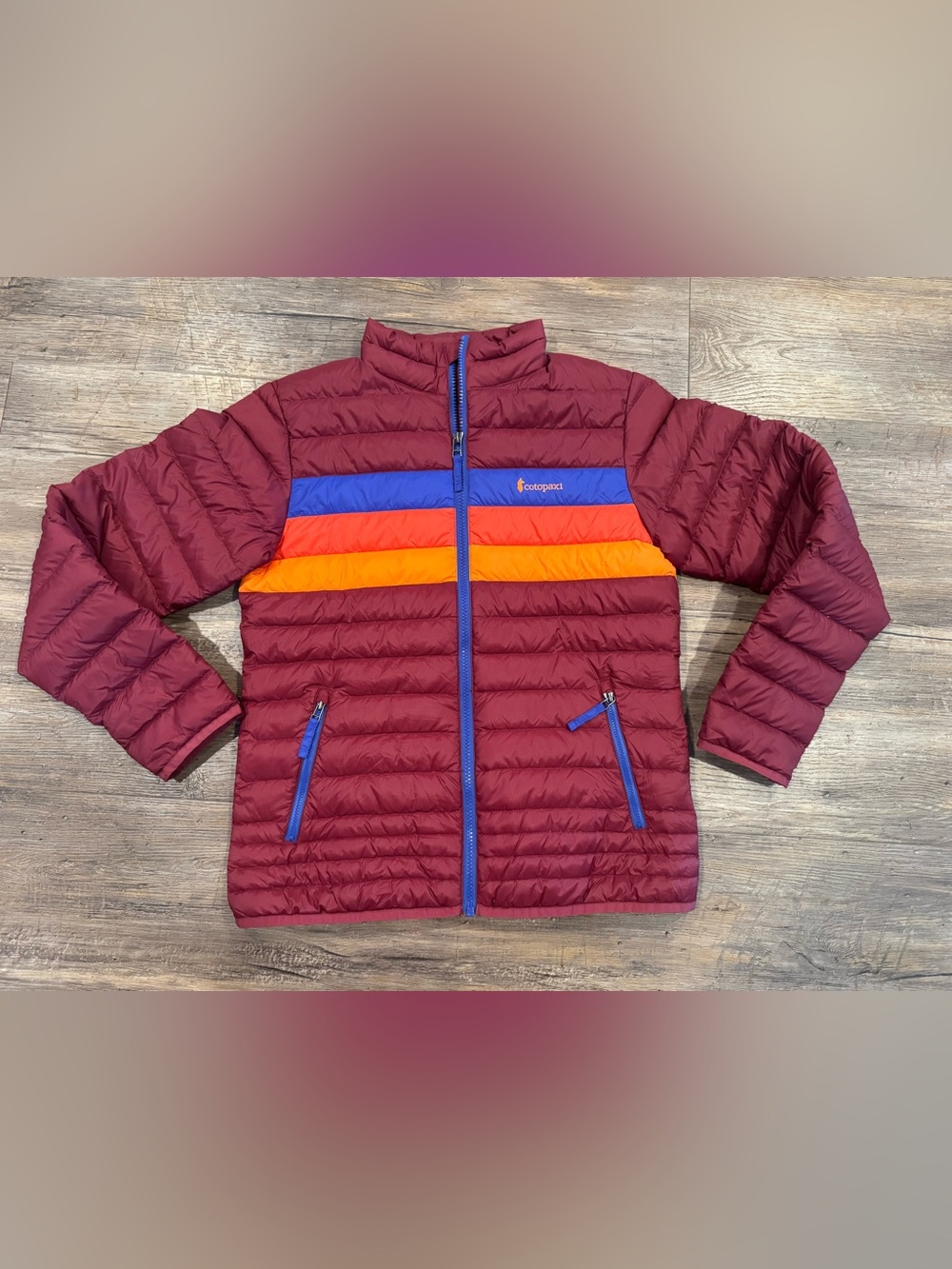 NWOT Cotopaxi YOUTH Fuego Puffer Jacket - Maroon Orange Sz Lg
